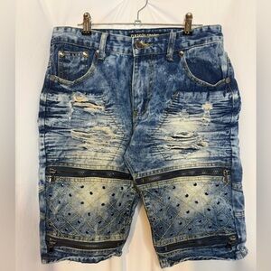 Demolition Vintage Premium Demo Biker Distressed Mens 32 Denim Shorts